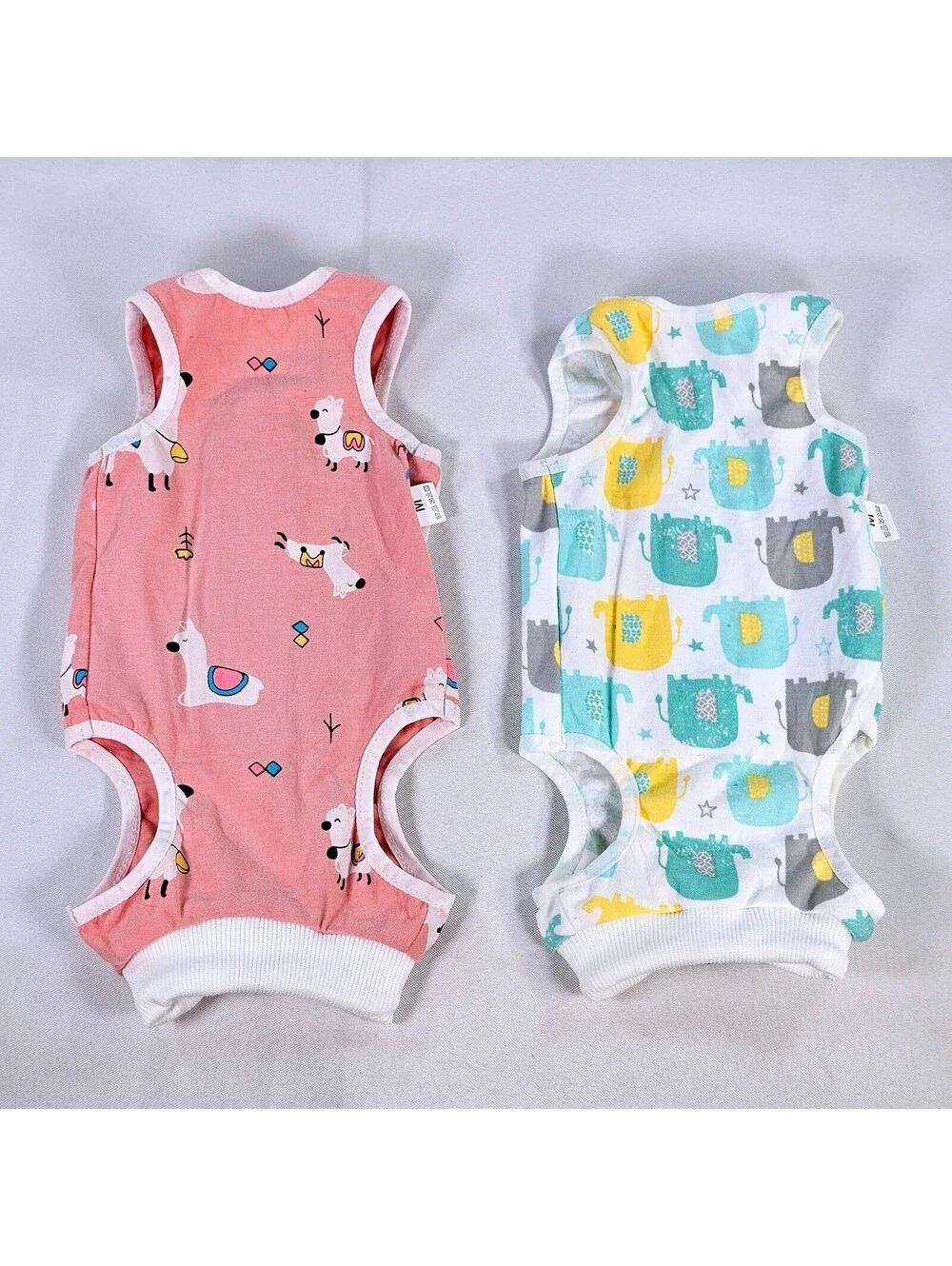 2 Pack Pet Recovery Suit Small Dog Cat Llama Elephant Print Surgical Vest Size M